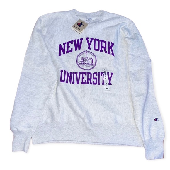 Champion Other - New York University NYU CHAMPION College Gray Men’s Crewneck Weave Sweatshirt